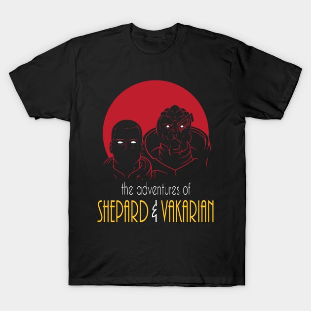 Adventures of BroShep and Vakarian T-Shirt by Cattoc_C